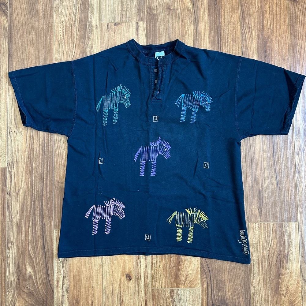 Custom Horse Art Men’s Large Heavy Henley Shirt